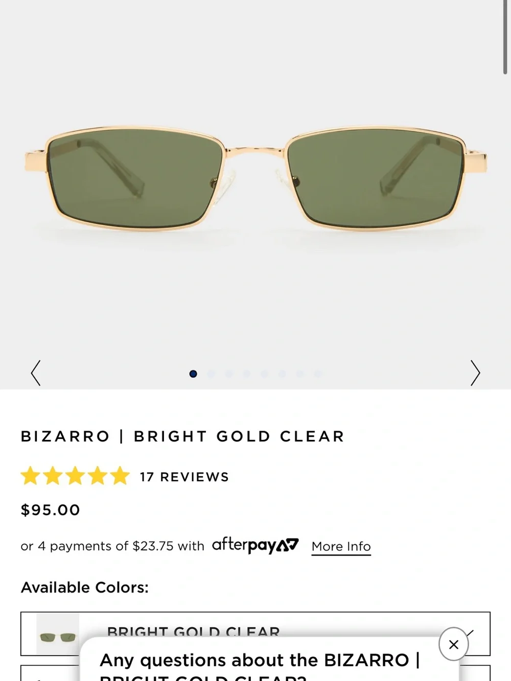 Le Specs Bizarro Bright Gold Frame with Green Lenses
